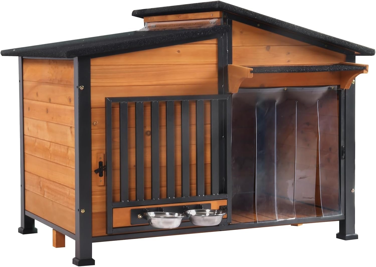 Weatherproof Dog House with Rotating Feeding Bowl
