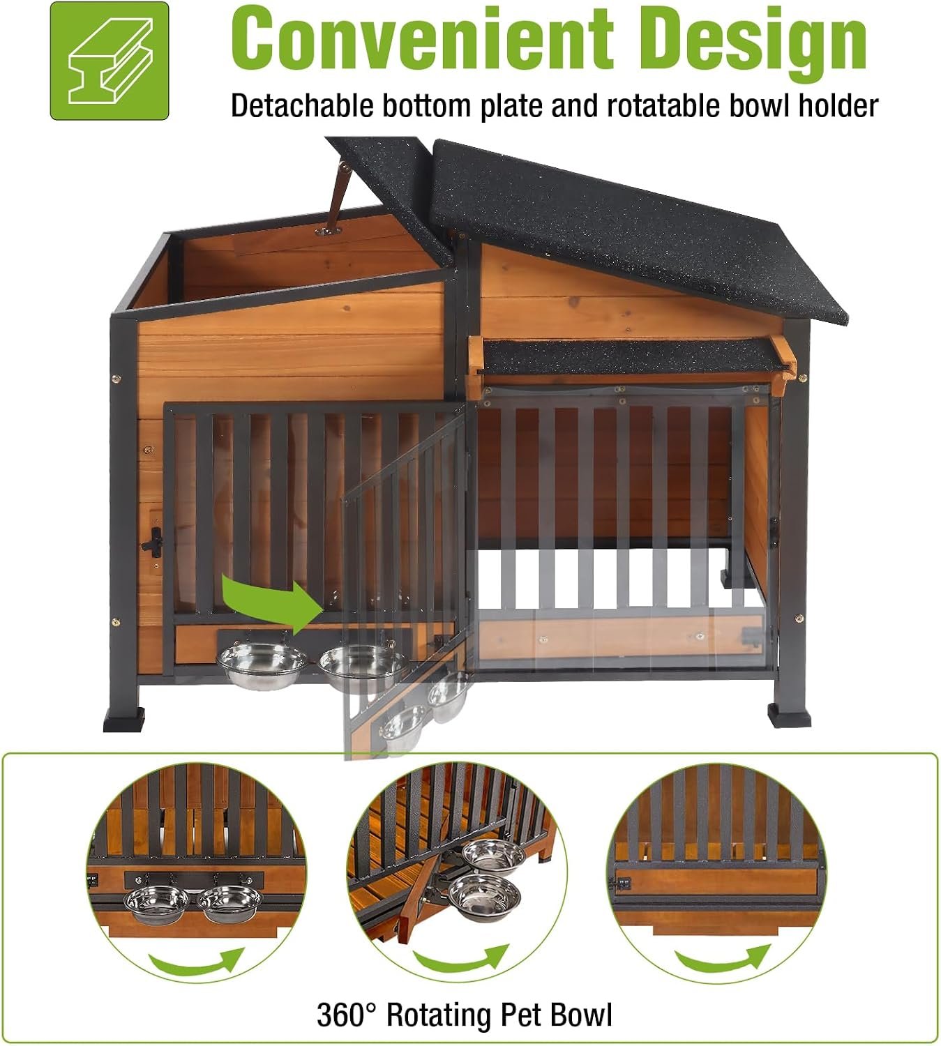 Weatherproof Dog House with Rotating Feeding Bowl - Image 6