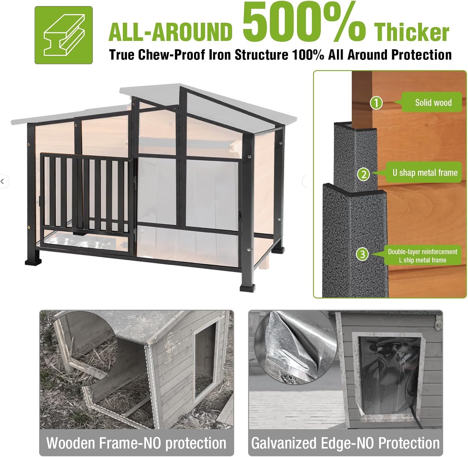 Weatherproof Dog House with Rotating Feeding Bowl - Image 2