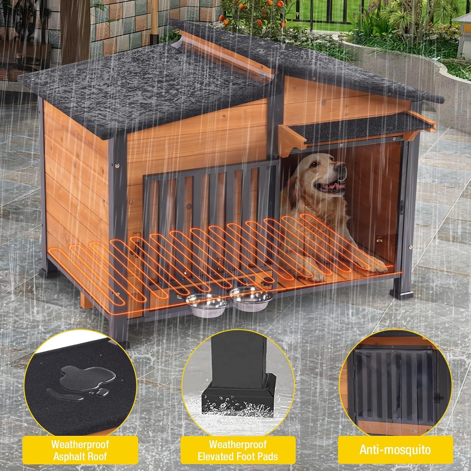 Heated Chew-Resistant Wooden Dog House - Image 5